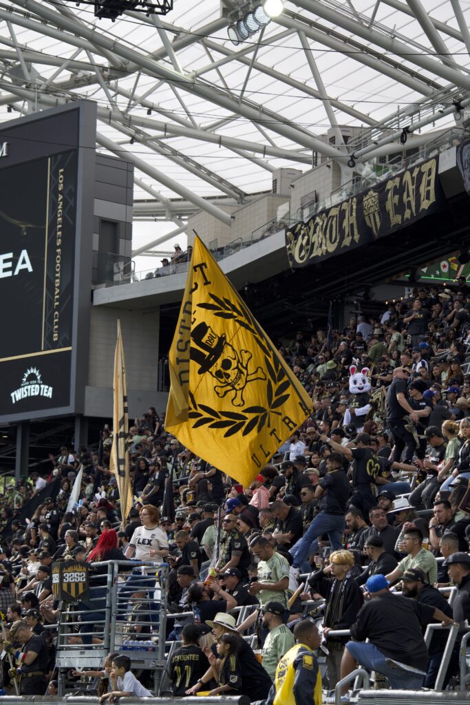 The District 9 Ultras support LAFC from BMO Stadium’s Section 105. - Photo by Luke Netzley
