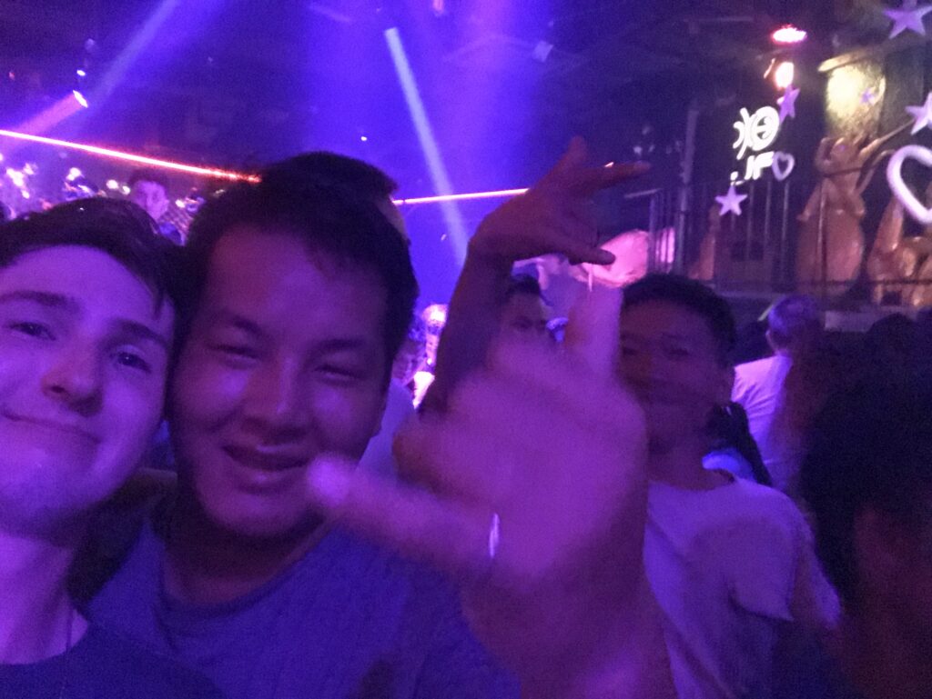 Making friends on a night out in Lan Kwai Fong.