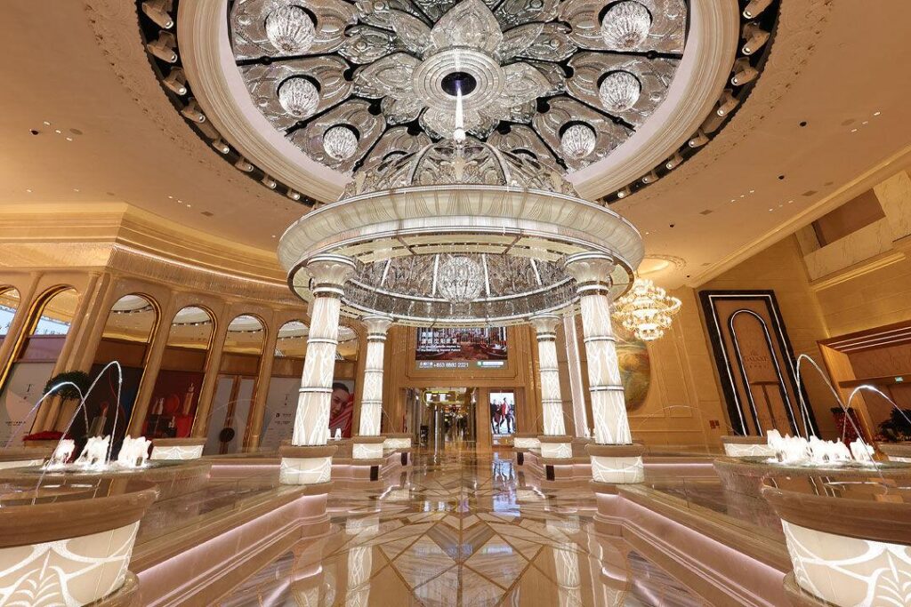 The Hettema Group’s Crystal Lobby Show is a kinetic pavilion in Macau crafted from more than 380,000 crystals a show of light, color and sound.  - Photo courtesy of TMG