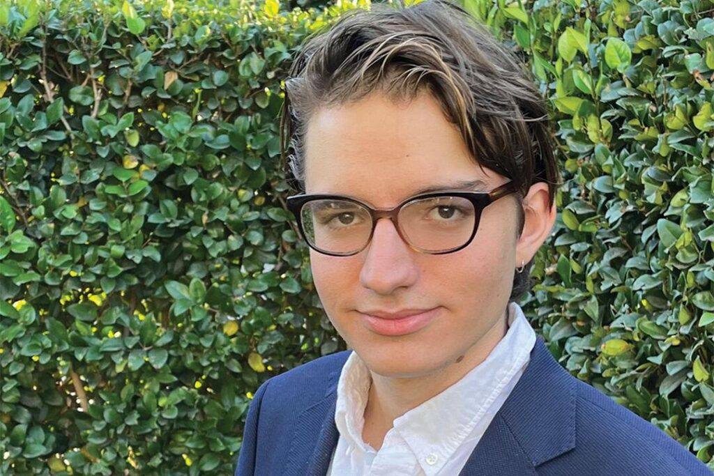 At 20 years old, Alex Gruenenfelder is the youngest candidate to run for LA mayor. He is a councilmember on the Echo Park Neighborhood Council, a member of the Ad Hoc Reimagining Public Safety Committee, and co-chair of the Planning and Land Use Committee. - Photo courtesy of Alex Gruenenfelder